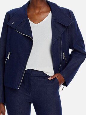 Rosetta Getty Women's Blue Stretch Twill Moto Jacket - Size 4
